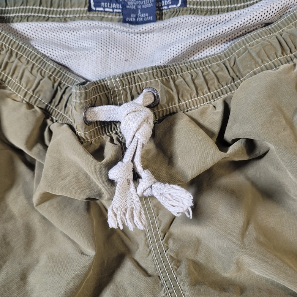 Vintage Abercrombie Swim Trunks Mens L Olive Green Cargo Side Stripe Board Short - Picture 7 of 15